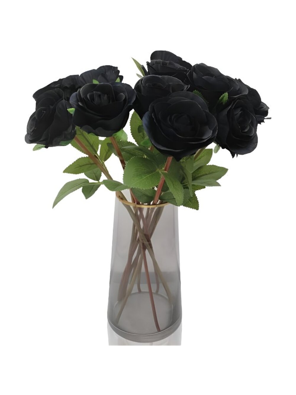 Artificial Roses Flowers for Flower Arrangement, 12 Pcs Black Rose(12, Black)